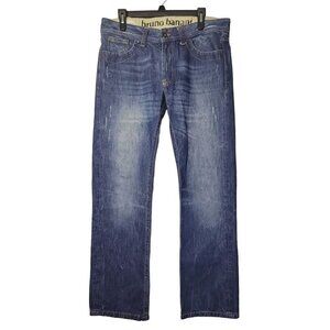 bruno banani Men's 33 x 32 Relaxed Fit Distressed Mid Rise Straight Leg Jeans